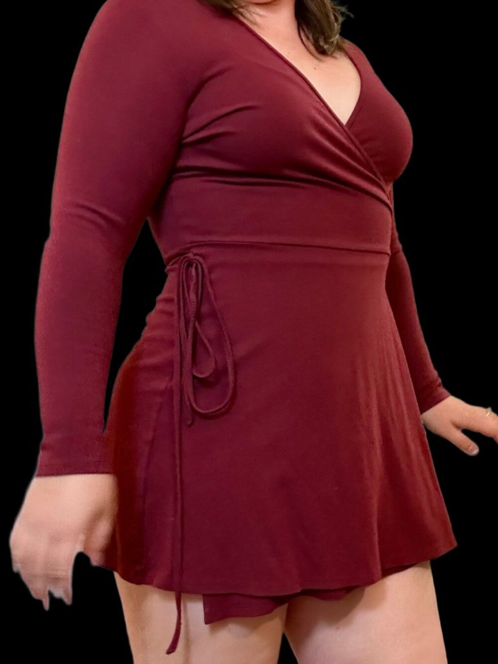 American Apparel Mini Wrap Dress Burgundy